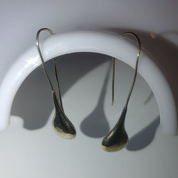 Teardrop Hook Earrings Long Sterling Silver Inch and Half Adjustable Bends - Picture 11 of 11